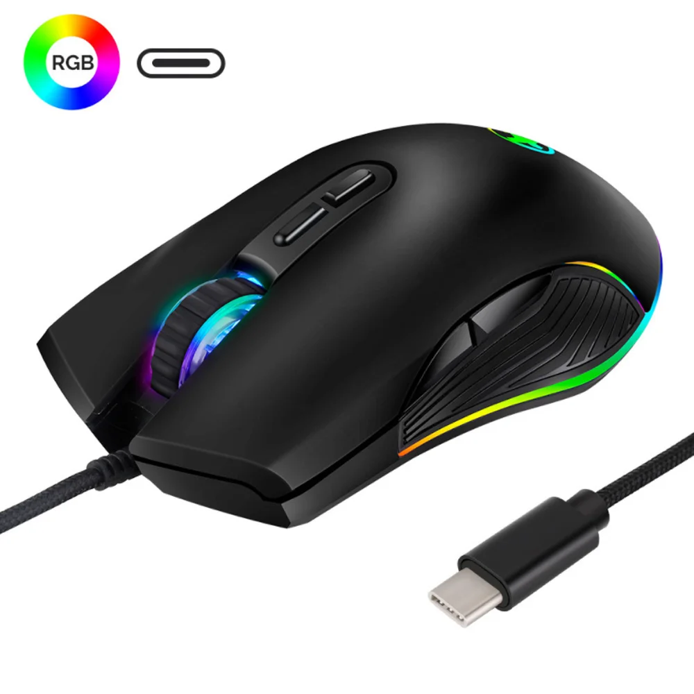 

USB Optical Wired Mouse RGB Backlit Gaming Mouse 4 Adjustable DPI Ergonomic Mice Programmable PC Gamer Mause 3200DPI For Laptop