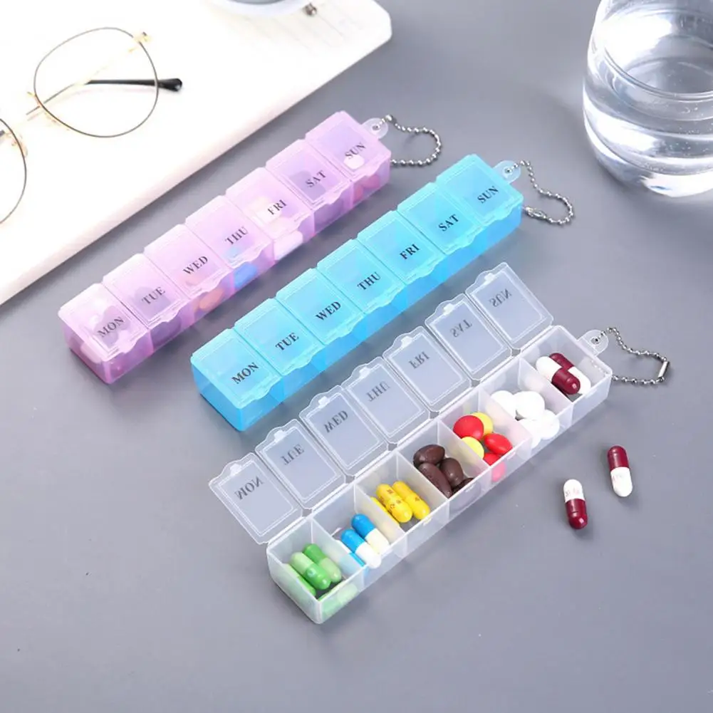 

Pill Box Transparent Dustproof Carry Easily Good Sealing High Durability Store Pills PP Material 7 Grids Pill Storage Box Clear