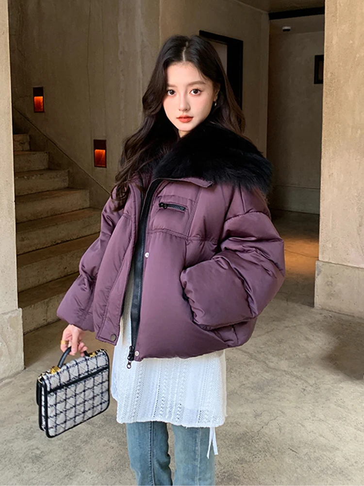 2024 новая модная женская зимняя теплая короткая куртка на гусином пуху парки с