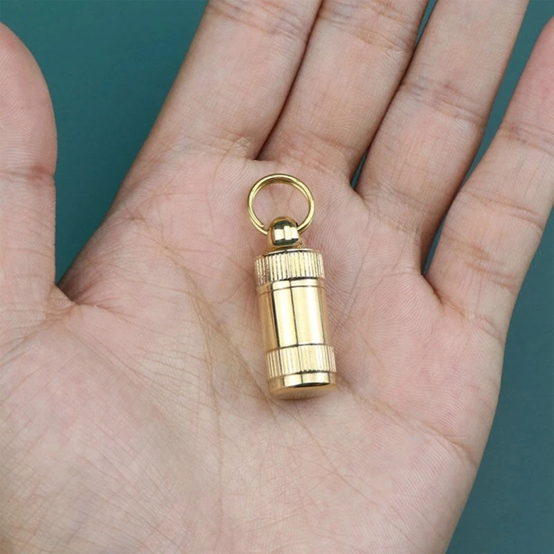 

Brass Pocket Pill Boxes Mini Travel Pill Cases Waterproof Daily Pill Container Drop Shipping
