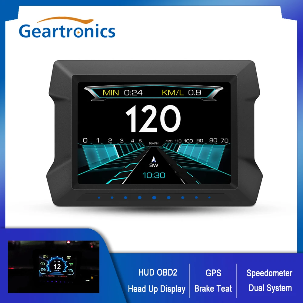 Двойная система HUD OBD2 GPS отображение скорости наклон скорость низкое напряжение