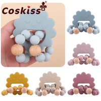 coskiss new baby products silicone flower shape teether baby exercise gums silicone beads teether teether toy gift