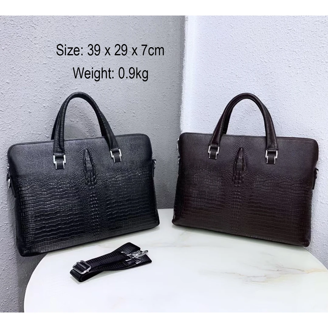 Royal Bagger Laptop Briefcase for Men Genuine Cow Leather Crocodile Pattern Man Handbag Business Shoulder Messenger Bag Cowhide