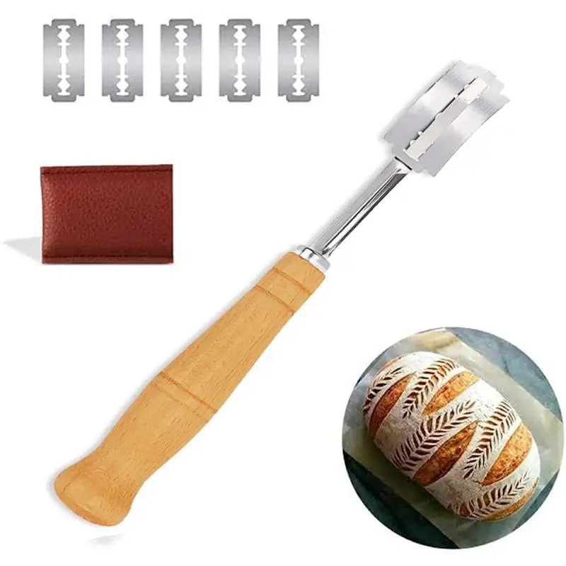 Инструмент для резки хлеба с 5 лезвиями кожаный чехол нож теста ручной работы