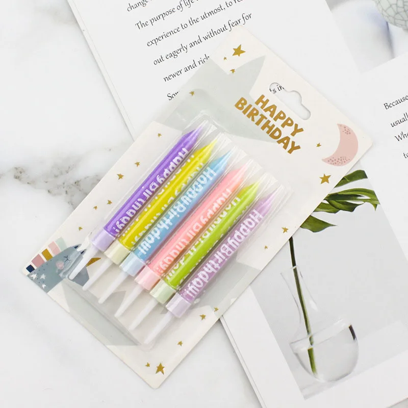 

Rainbow Birthday Candles Straight Pencil Candles Festive Supplies English Alphabet Candles Party Decoration Plug-ins Macaroon