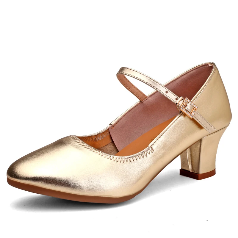 Women's Shoes Closed Toe Dance Shoes Ladies Girls Tango Footwear Red/Silver/Gold Social Dancing Shoes Salsa Sandals 5CM Heels