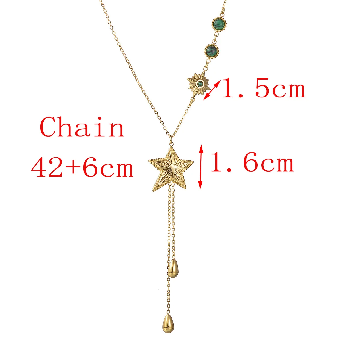 Gold Color Plated Women Stainless Steel Necklace Star Pendant Turquoise New Arrival Unique Girl Jewelry