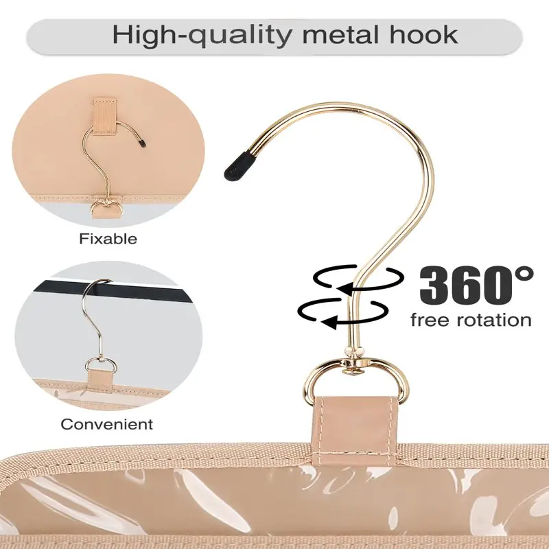 

& Storage Chic Water-Resistant Travel Makeup Cosmetic Bag Organizer& Storage with Hanging Hook, Perfect for Bag Trips.