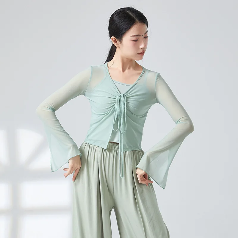 Топ женский сетчатый прозрачный с длинным рукавом пикантная Элегантная блузка