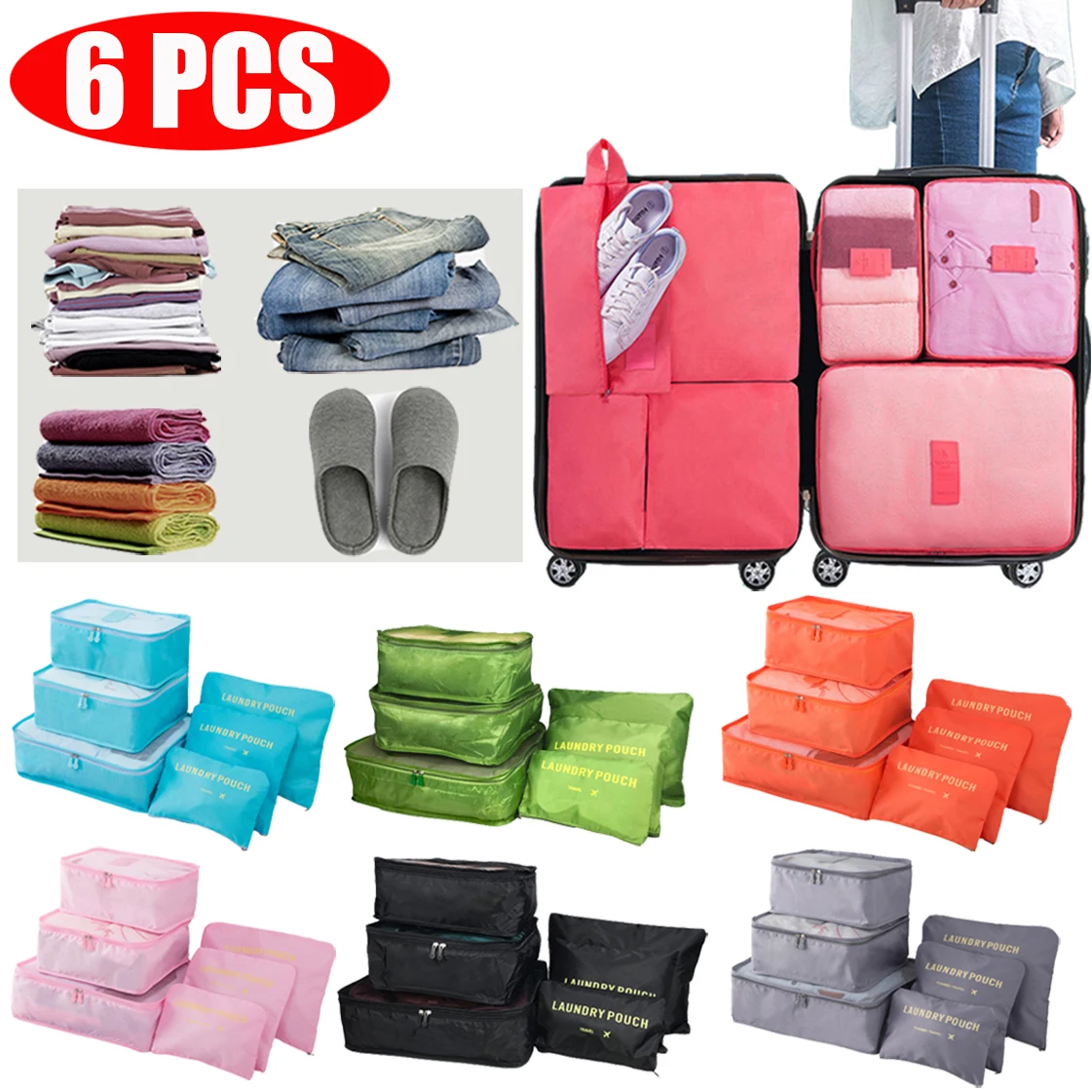 

Jeans Portable Pouch Bag Suitcase Bag Set Clothes Organizer Organizer Packing Makeup Wardrobe Cube Storage Bag Travel Shoes