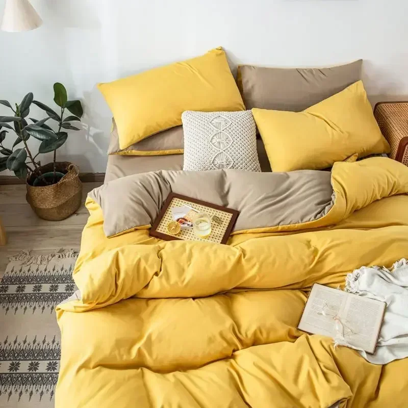 Однотонный комплект пододеяльника простыня с наволочками новинка 2023 двойной