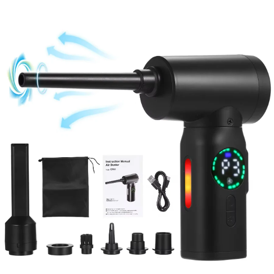 Пылесос для сжатого воздуха с щеточным двигателем цифровым экраном 100 Вт 7500 мАч