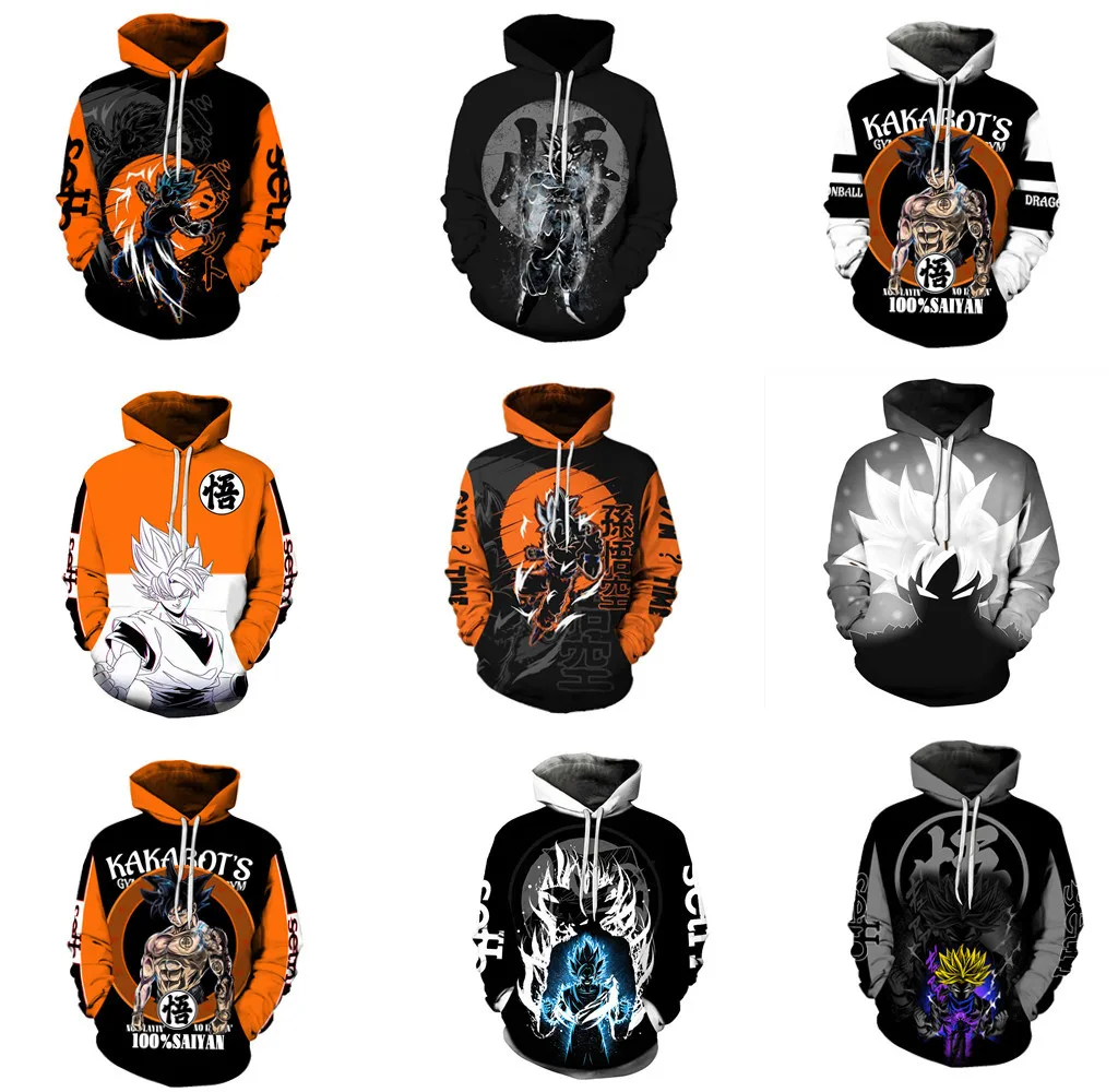 

Autumn New Sweater Dragon Ball Wukong 3D Digital Printing Sweater Loose Comfortable Hooded Pullover Large Size