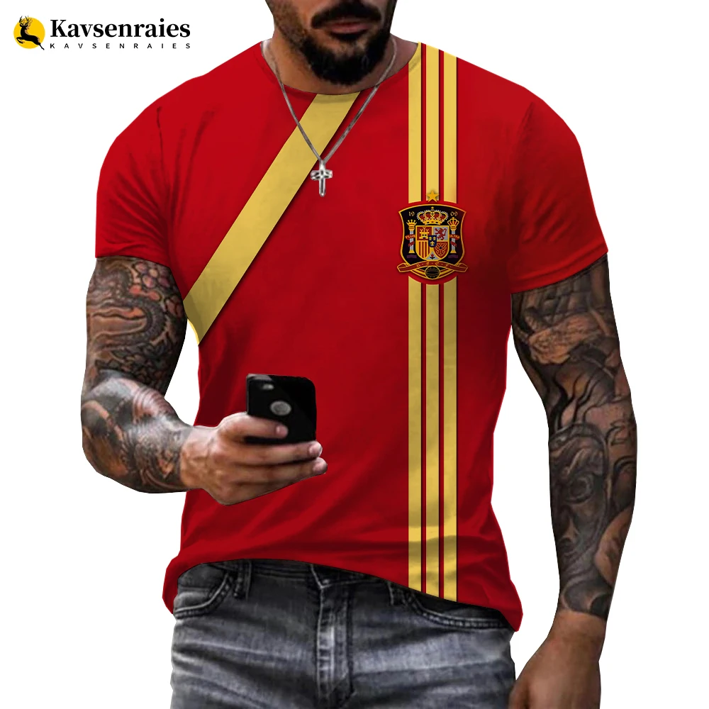 

Spain Flag 3D T-shirt Espana National Emblem Printed Harajuku Streetwear Oversized T Shirt Men Women Summer Fashion Casual Tops