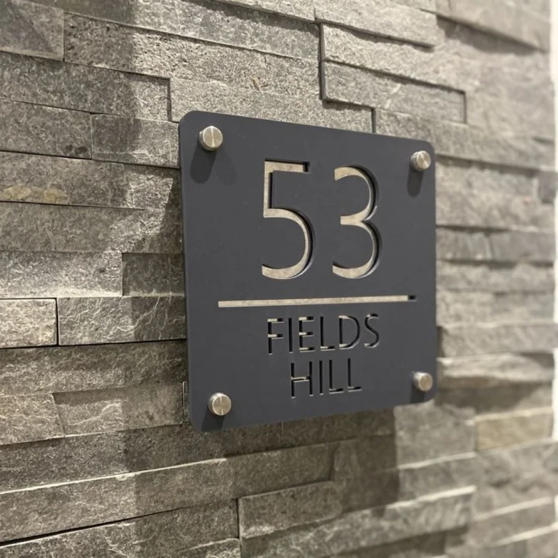 

Modern Contemporary Rectangular Acrylic Floating Address Plate House Sign House Number Signs