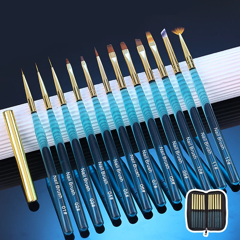 

Nail Art Tools Transparent Ocean Blue Rod Nail Pen Crystal Pull Line Pen Hook Pen Light Therapy Brush Nail Art Supplies