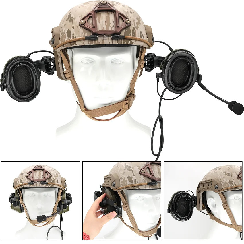 TS TAC-SKY Tactical Airsoft Comtac III Sports Headset Helmet Holder Silicone Earmuffs Hunting Sports Shooting Headset