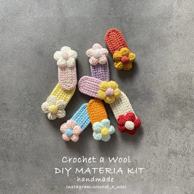 

8Pcs/Set DIY Colorful Flower Crocheted Hairpin Material Kit Girl Kid Hairclip Barrette Accessories Headdress With Tutorial video