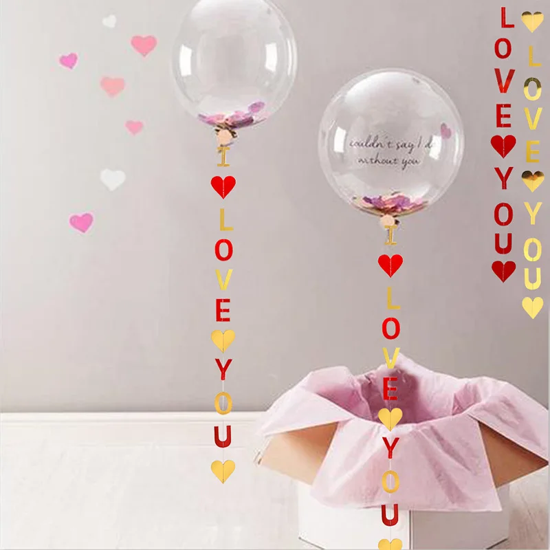 

Декор на День святого Валентина, бумажные флаги «I LOVE YOU», декоративная строка флагов, День святого Валентина