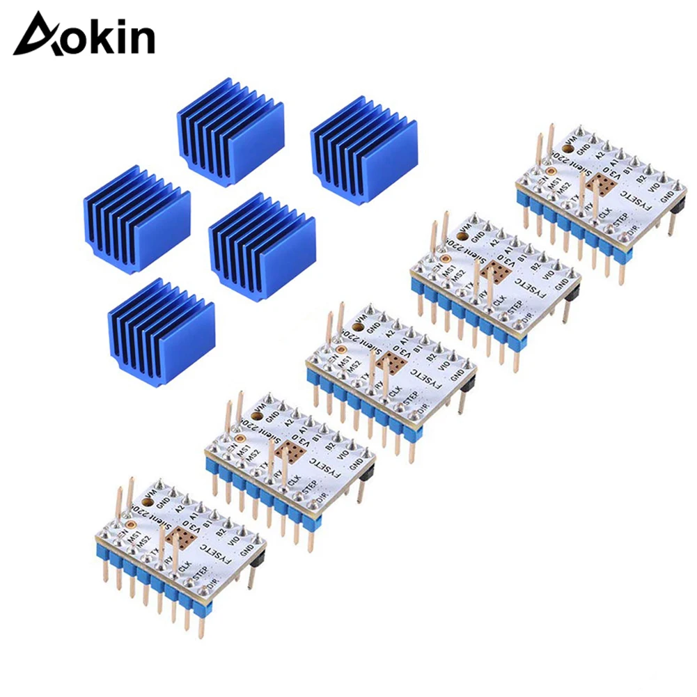 

5Pcs TMC2209 V3.0 Stepper Motor Driver for 3D Printer SKR V1.3 SKR with Heatsink 256 Microsteps Current 2.8A Peak
