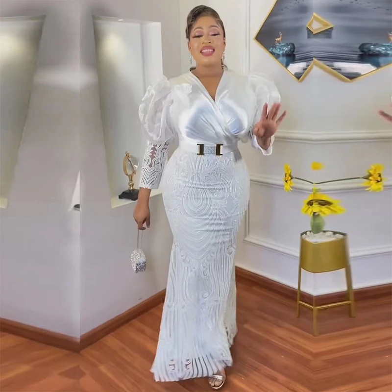 

Африканские длинные платья для женщин, новинка 2023, модные Дашики, Анкара, роскошное вечернее платье с блестками, Дубайский халат, африканская одежда