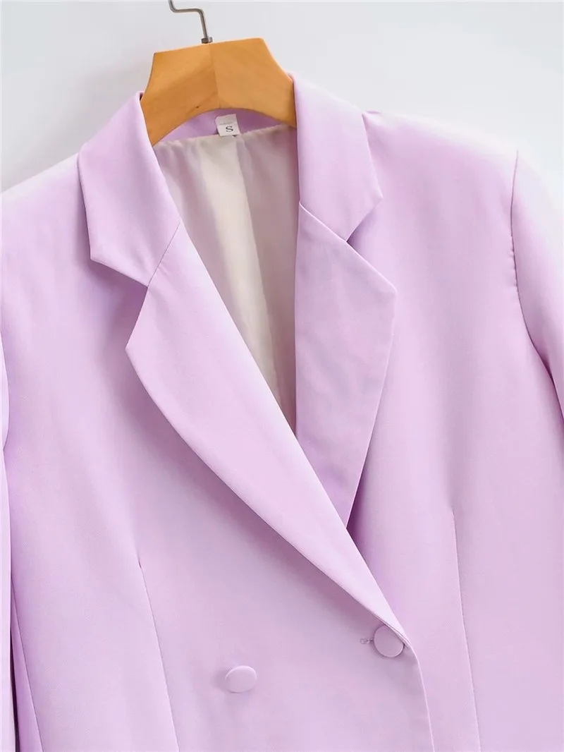 Simple All-Match Blazer Suit Women Solid Colors Double Breasted Mid-Length Office Blazer 2021 New Fashion Casual Commute Suits