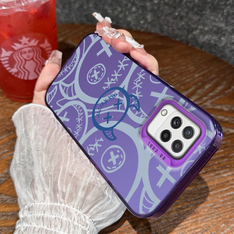 Malowane etui na telefon Cartoon Demon do Samsung Galaxy A22 M22 F22 M32 A12 M12 F12 Matowa galwanizowana osłona amortyzująca