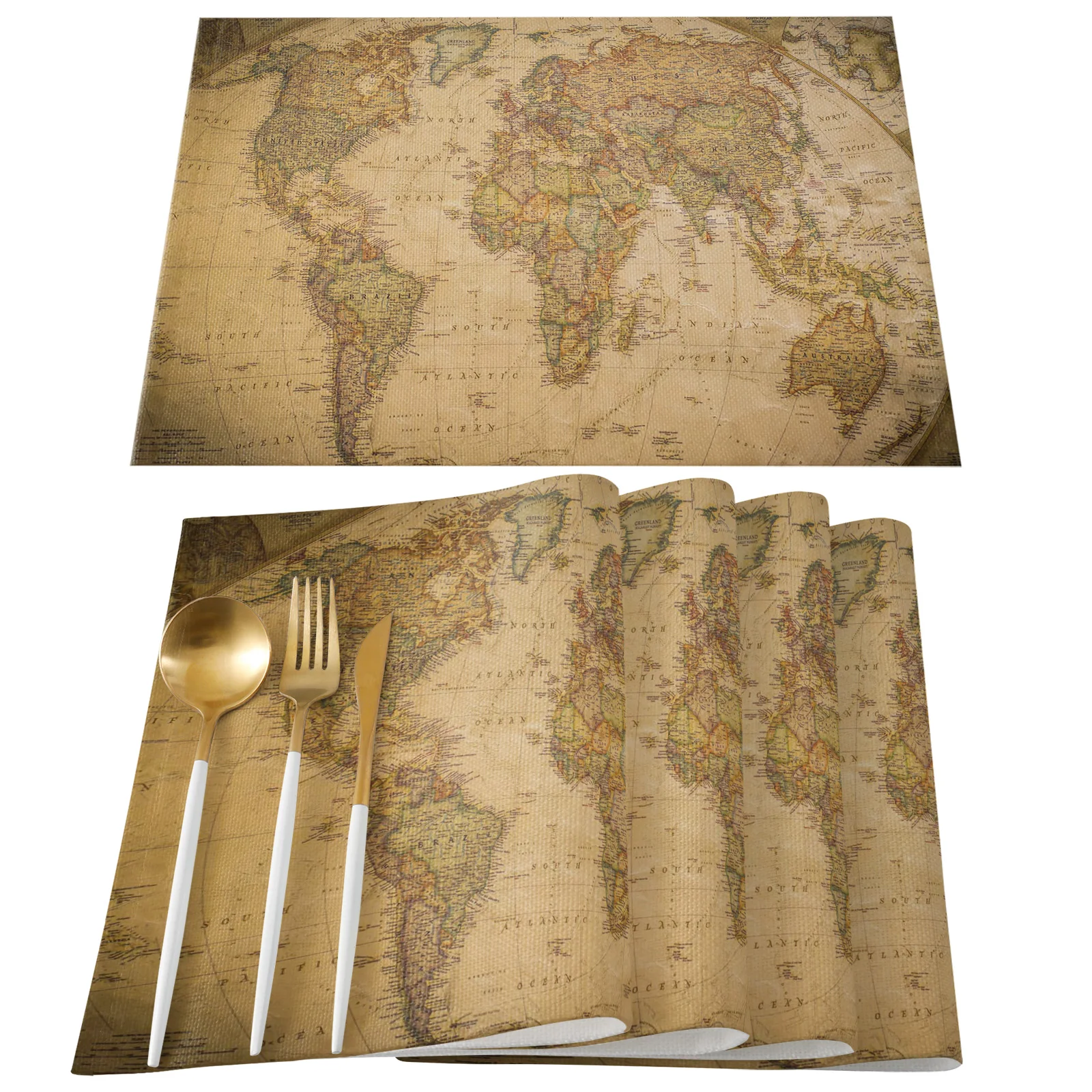 Круглая скатерть в стиле ретро с картой мира Свадебный декор водонепроницаемая