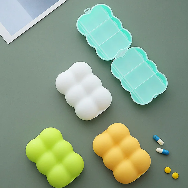 

Buckle Design Medicine Dispenser Exquisite Portable Pillstorage Box 6 Divisions Effective Sealing Compact Sealed Boxes