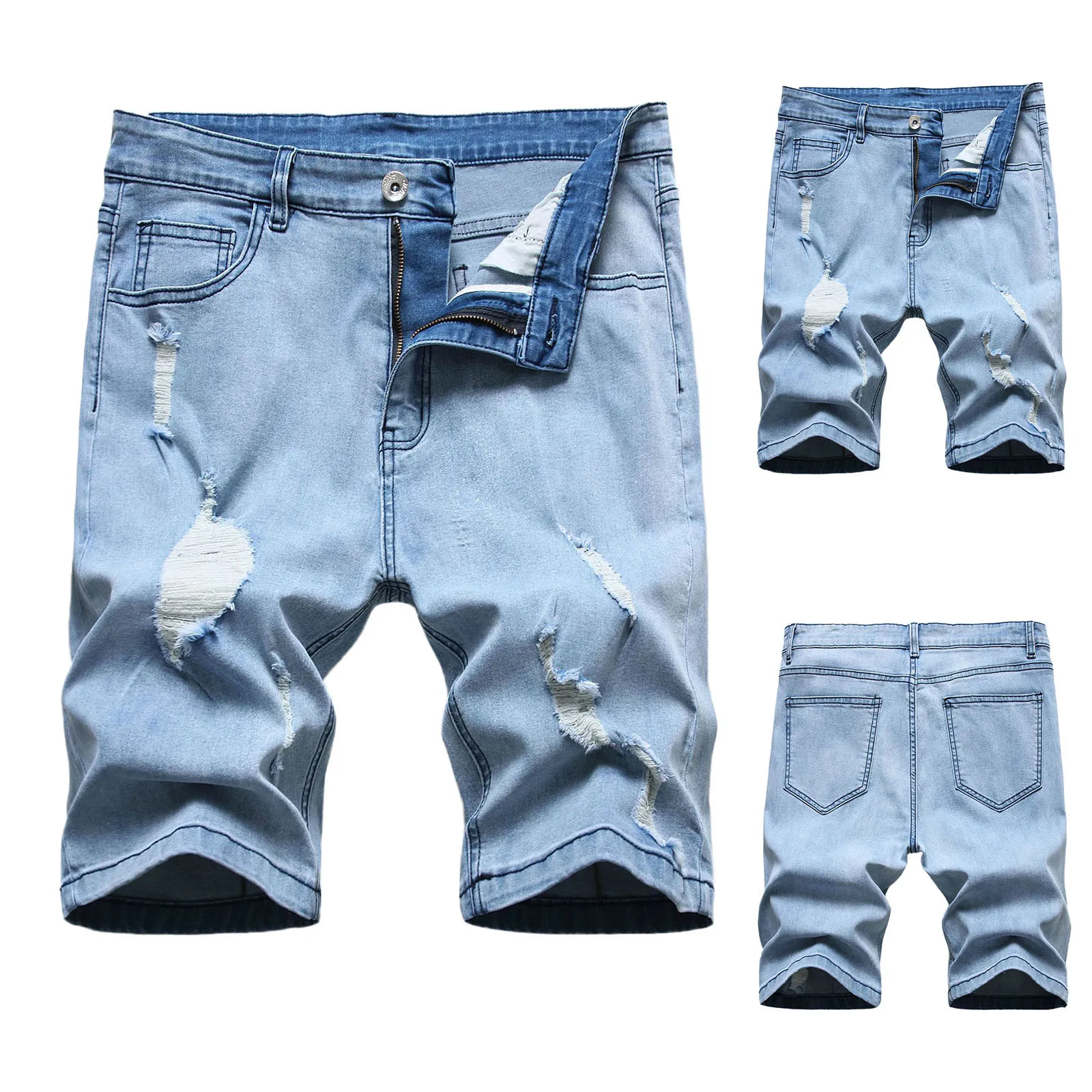 

High Shorts Jeans Sexy Pants Summer Men's Slim Hole Street Men's pants