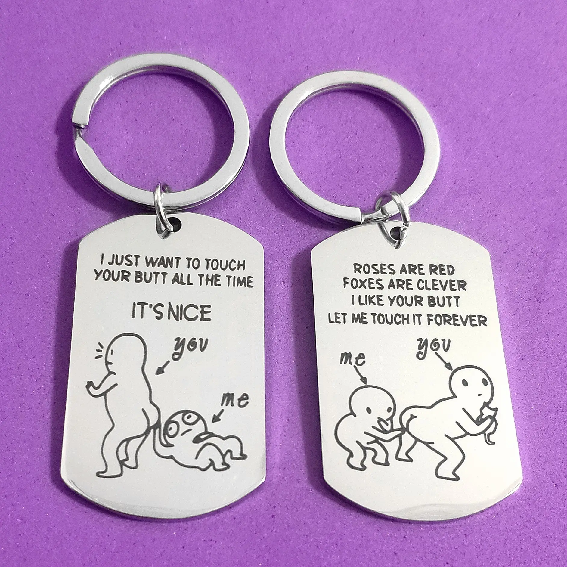 

Couple Gift Girlfriend Boyfriend Keychain for Car Keys You and Me Creative Keyring Funny Ornaments Military Tag Best Friend