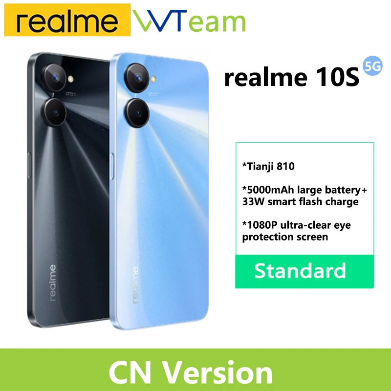 

NEW Original Realme 10S 5G Cellphone Dimensity 810 5G Processor 6.6'' FHD+ 50MP Camera 5000mAh 33W Charge Android Mobilephone