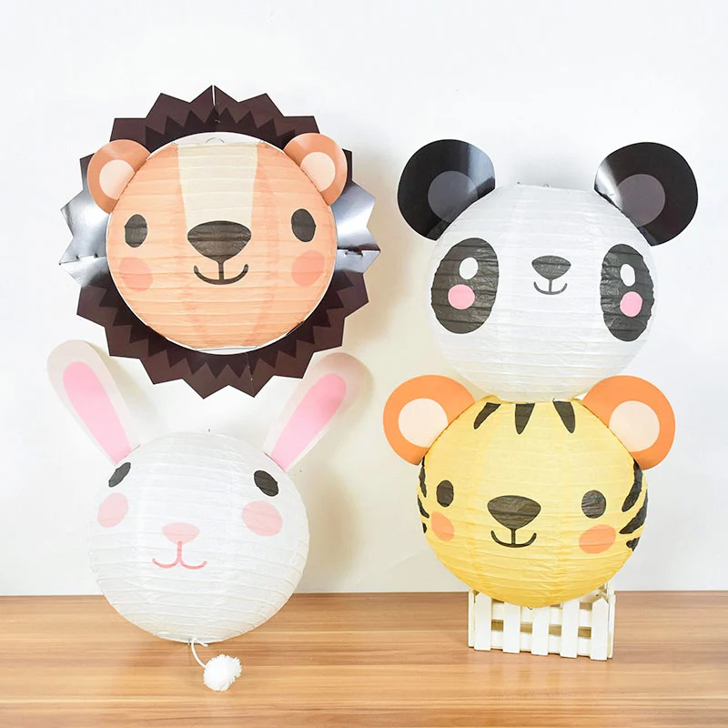 

Cartoon Woodland Animals Shaped Paper Lanterns Ball for Jungle Safari Party Hanging Lanterns Kids Birthday Baby Shower Supplies