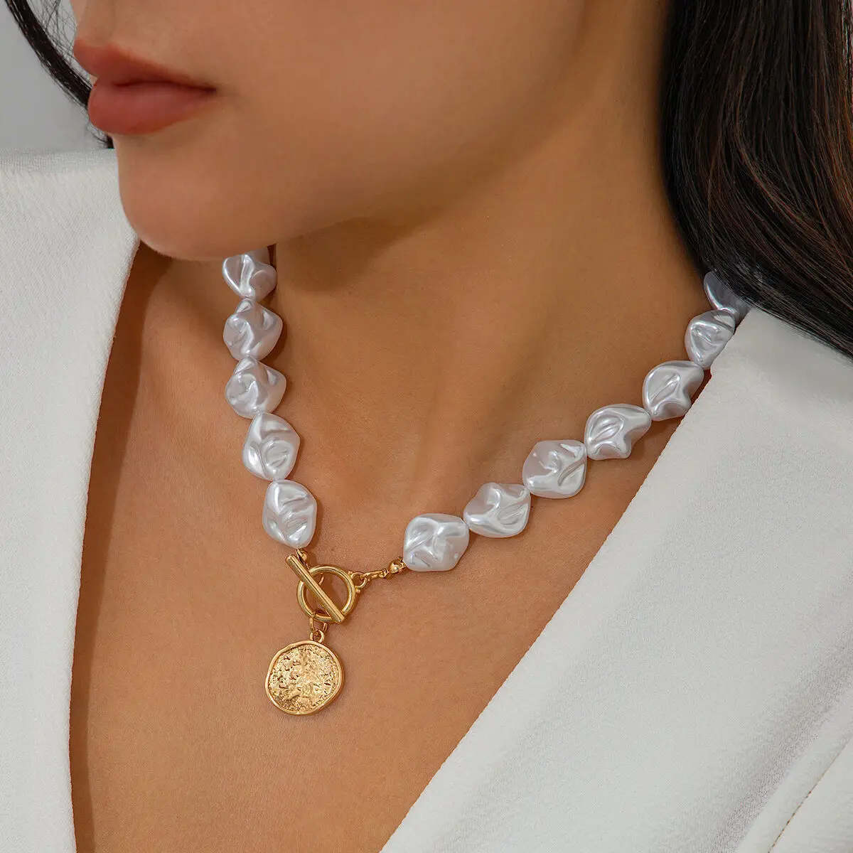 IngeSight.Z Boho Baroque Искусственный Жемчуг OT Пряжка Колье Ожерелье Женская Элегантная