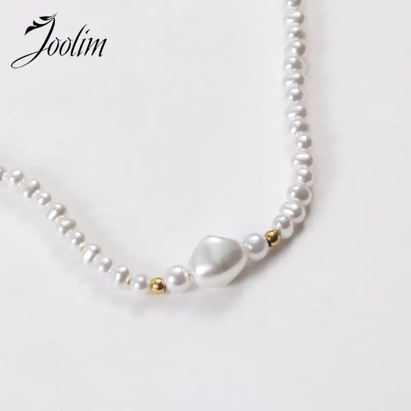 

Joolim Jewelry PVD Gold Finish Elegant Fashion Summer Patchwork Pearl Necklace For Women Stainless Steel Jewelry Wholesale