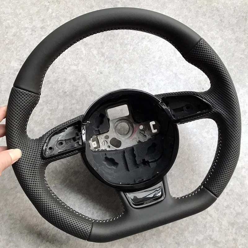 

For Audi A3 A4 A5 A6 A7 Q3 Q5 Q7 Fully Perforated Steering Wheel Flat Bottom Steering Wheel Campaign