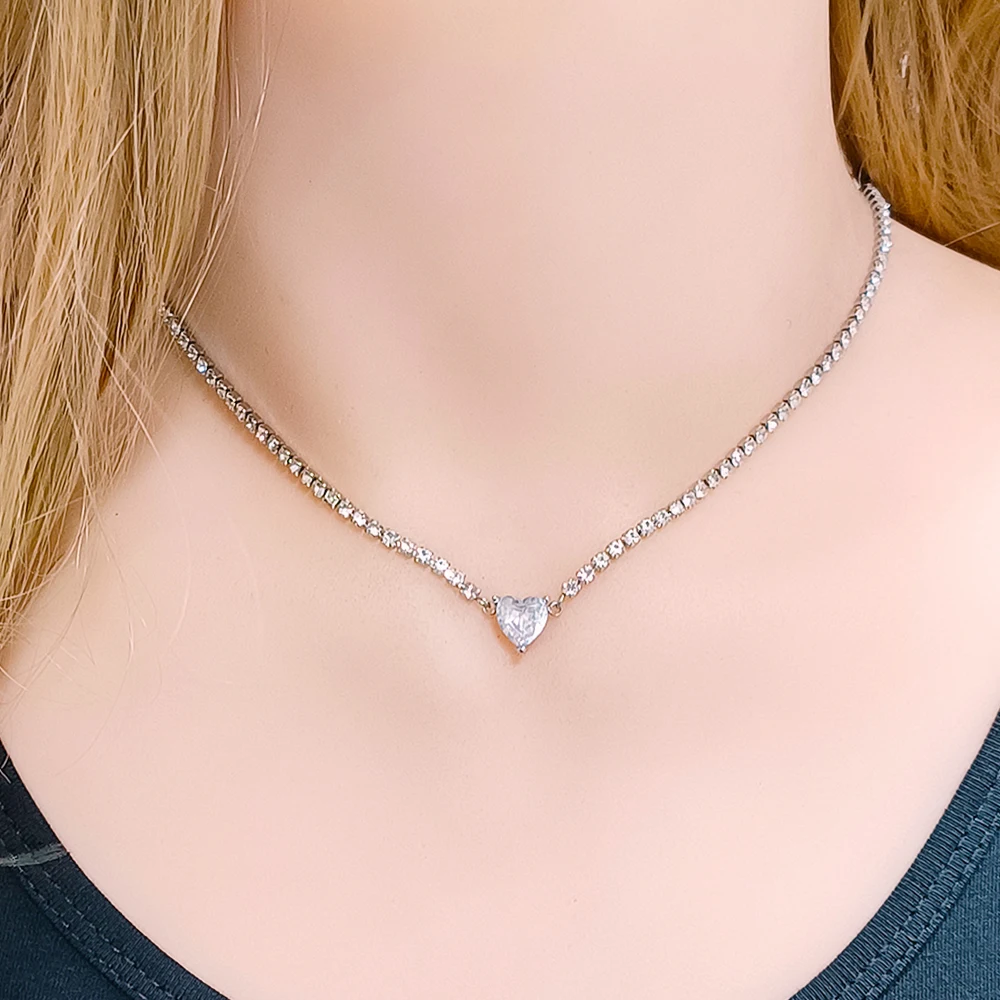 

Ожерелье из нержавеющей стали для женщин, красочное женское ожерелье с подвеской в виде сердца, роскошное блестящее ожерелье, женское ювели...