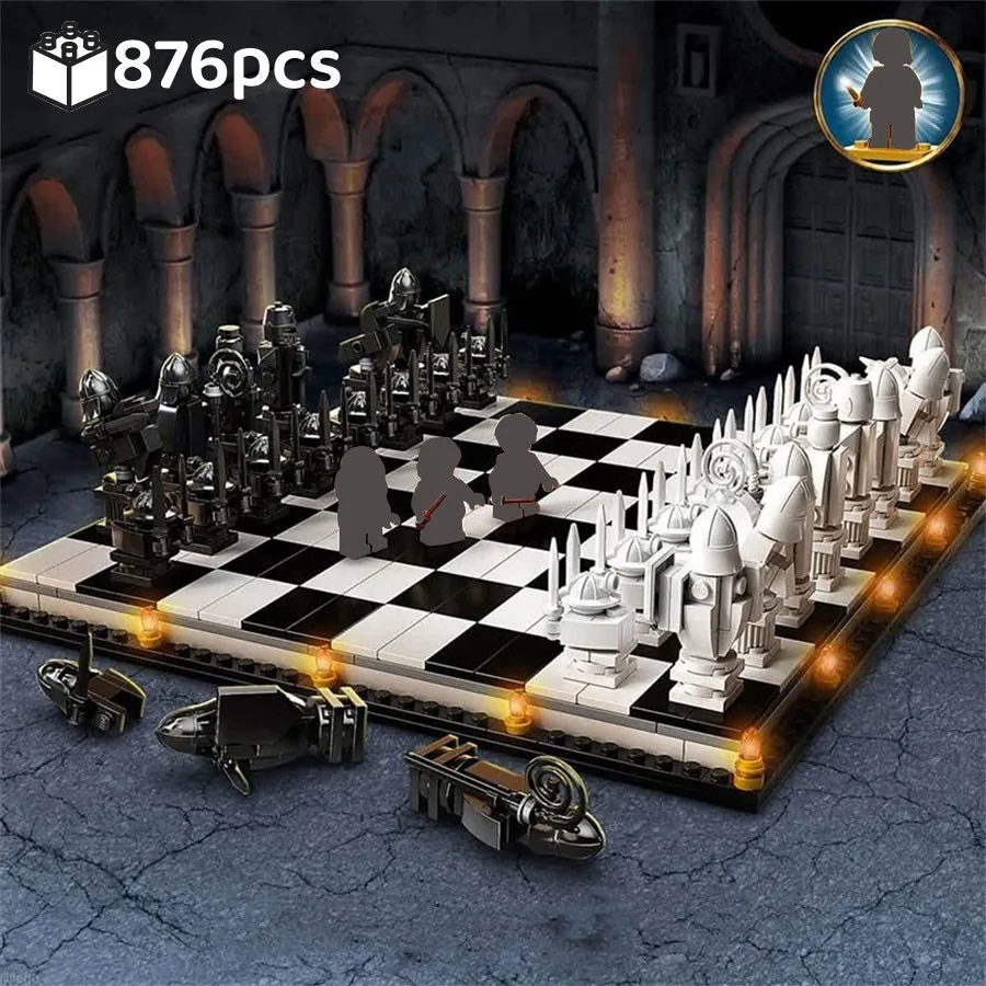 

New Film Wizard Chess Magic Final Challenge Interactive Game Building Blocks MOC 76392 Knight Role Play Bricks Toys Kid Gifts