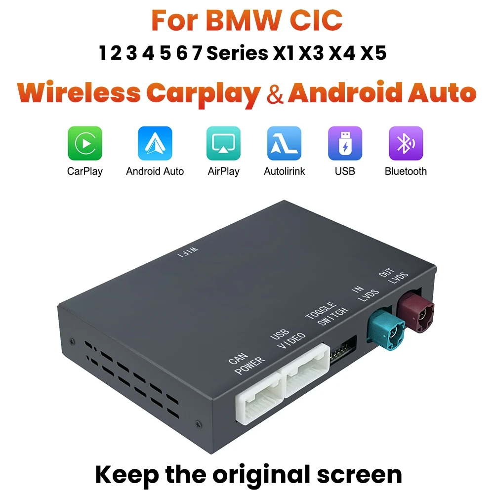 Беспроводной декодер интерфейса CarPlay Android Auto для BMW 5 6 7 серии F01 F02 2013-2015 CIC System Mirror