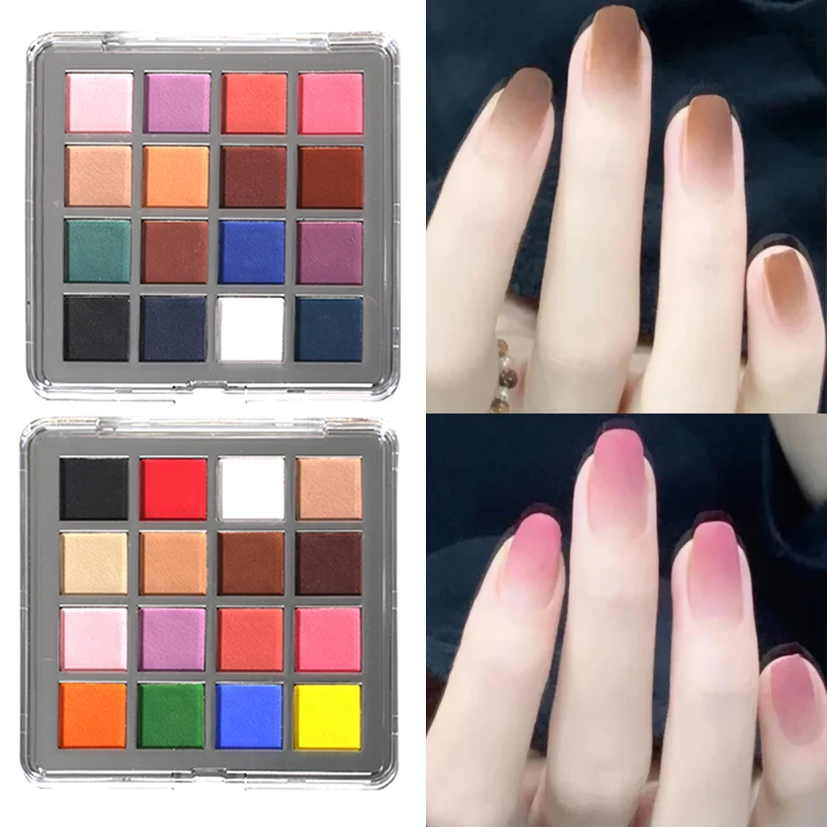 16Colors Gradient Nails Powders Solid Magic Glitters Pink Morandi Macaron Colour Manicure Polish Pigment Dust Decorations #JBF-1