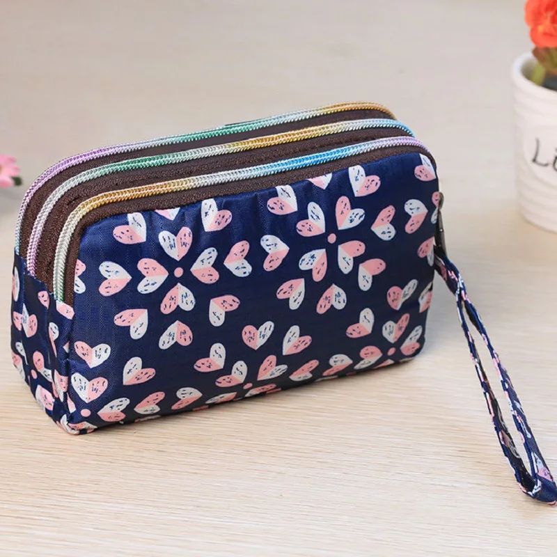 2023 Women's Cell Phone Wallet Dropshopping Girls Fabric Printing Three Zipper Long Coin Purse
