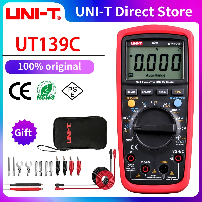 UNI-T UT139C digital multimeter automatic range true effective value tester handheld 6000 count voltmeter UT139E UT139S