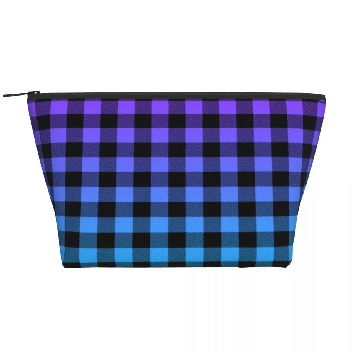

Purple Ombre Zipped Storage Organizers Black Plaid Print Bathroom Multi-purpose Makeup Pouch Women's Cosmetic Bags