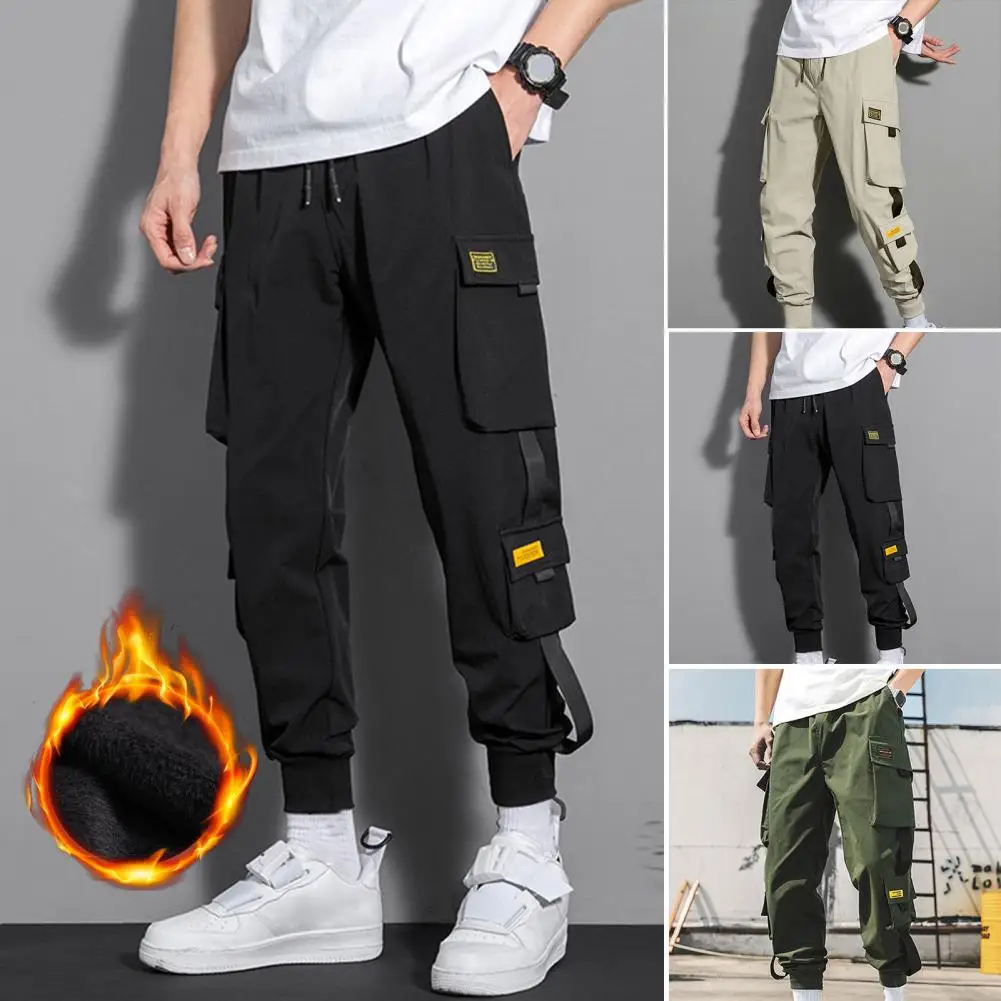 

tie-foot overalls men's trendy brand trousers ins nine points loose functional harem pants youth casual pants menfashion