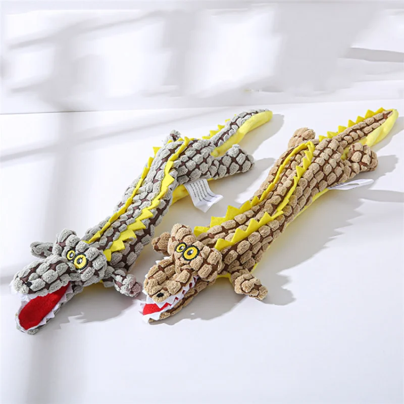 

Dog Squeaky Plush Toys Crinkle Plush Crocodile Dog Toys No Stuffing, Dog Chew Toy For Puppy Medium And Large Dogs Squeak Toys