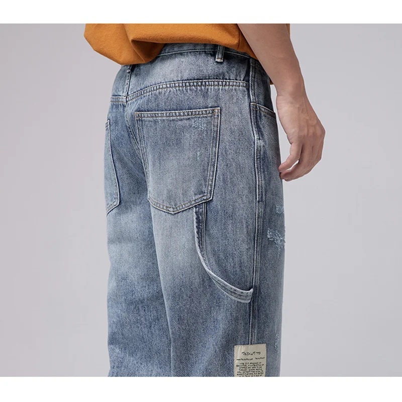 Street Men's Autumn and Winter Straight Tube Loose Jeans Retro Versatile Cargo Pants Comfortable Blue Harun Pants Women 2022 New