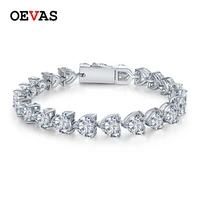 oevas 100 925 sterling silver 77mm heart high carbon diamond luxury bracelet for women sparkling wed party fine jewelry gifts
