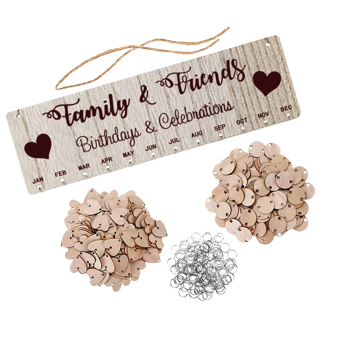 

Wooden Hanging Reminder Wall Calendar, 1 Set Creative Durable Decoration Hanging Calendar for Birthday Home Living Room|40X11cm
