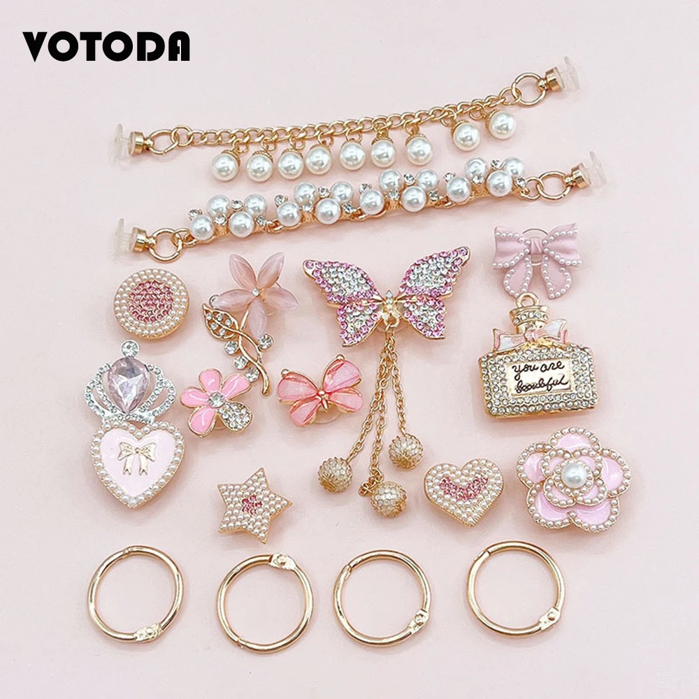 Fashion Bling Shoe Charms For Croc Sandals Decoration Crystal Pearl Rhinestones DIY Shoe Accessories Luxury Women Girl Gifts