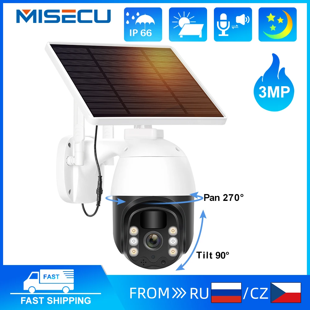 MISECU IP-камера наружная PTZ 1296P Беспроводная камера на солнечных батареях
